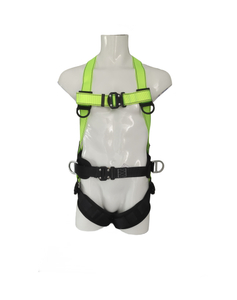 three hanging D-rings green polyester OEM full body safey harness for fall protection construction industrial 