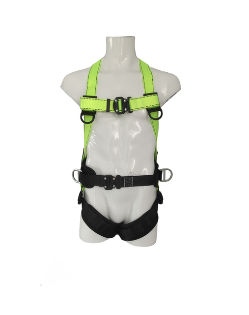 three hanging D-rings green polyester OEM full body safey harness for fall protection construction industrial 