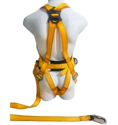 yellow and black chest legs waist adjustable webbing and waist D ring CE EN361 EN 358 EN354 alloy steel double hooks flat lanyard aerial working protection harness